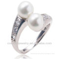 silver latest pearl ring design ring for woman